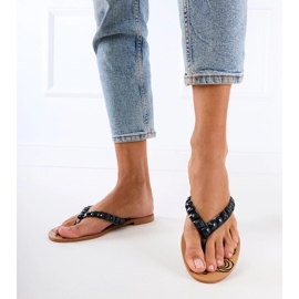 Flip -flops pretos flip -flops decorados com seixos 1 Flip -flops pretos flip -flops decorados com seixos 1