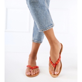 Flip -flaps de laranja -Flops decorados com seixos 1 Flip -flaps de laranja -Flops decorados com seixos 1