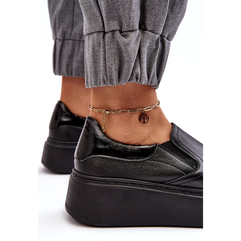 Sapatos de couro feminino de couro na plataforma Black Lemar preto 3