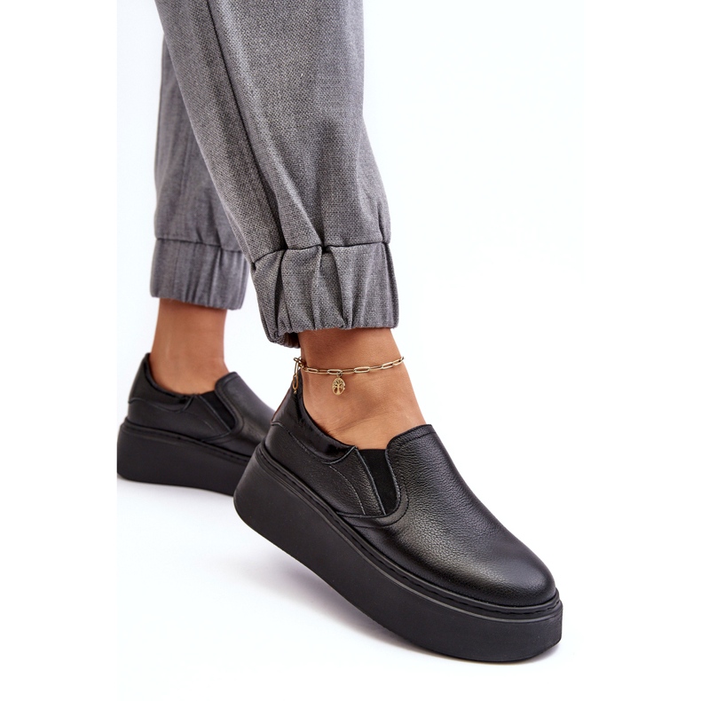 Sapatos de couro feminino de couro na plataforma Black Lemar preto 2