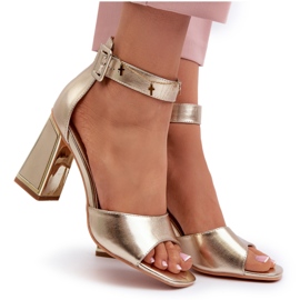 Evento Sandálias femininas elegantes de salto alto douradas dourado 4