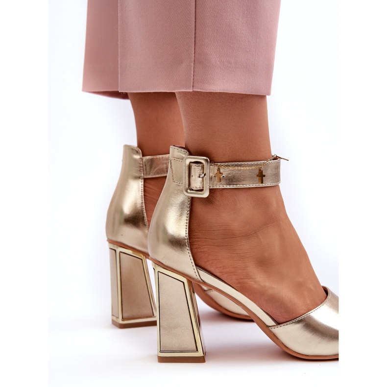 Evento Sandálias femininas elegantes de salto alto douradas dourado 2