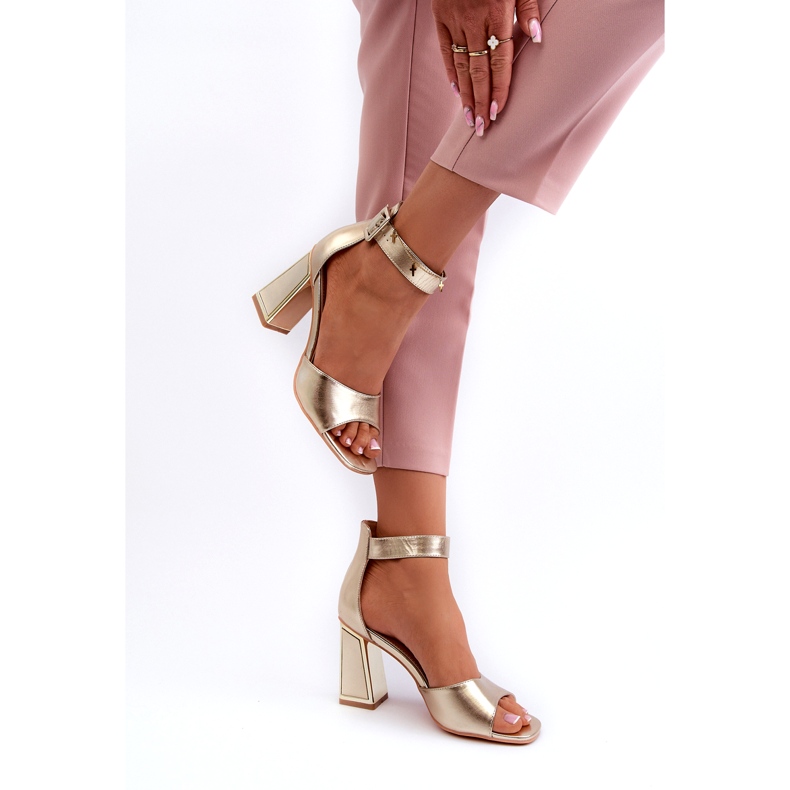 Evento Sandálias femininas elegantes de salto alto douradas dourado 3
