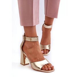 Evento Sandálias femininas elegantes de salto alto douradas dourado 1