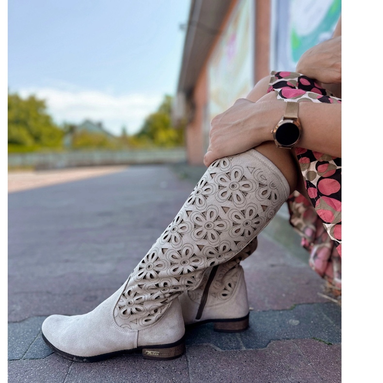 Olivier Botas de couro BEIGE Open Light Women bege 2