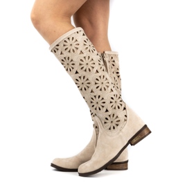 Olivier Botas de couro BEIGE Open Light Women bege 3