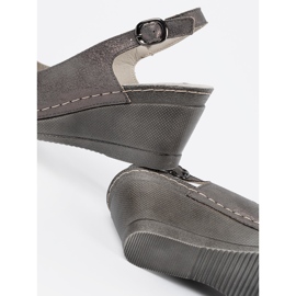 Goodin Sandálias de cunha cinza feminina 2