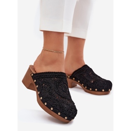 CAIXO DE CROCHET SLAPES DE CAVELO DE MULHER preto 1