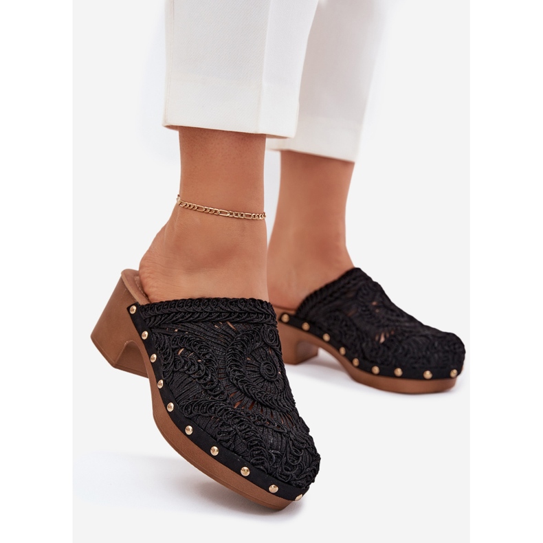 CAIXO DE CROCHET SLAPES DE CAVELO DE MULHER preto 1