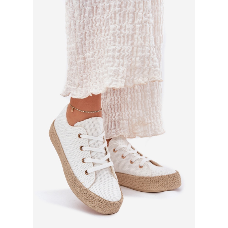 Tênis femininos na plataforma com trança branca branco 1