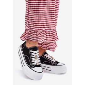 Tênis femininos na plataforma com pinos dourados pretos 1