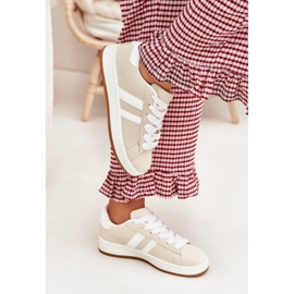 Tênis femininos sapatos esportivos com bege de couro ecológico 2