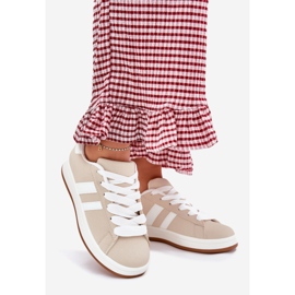 Tênis femininos sapatos esportivos com bege de couro ecológico 1