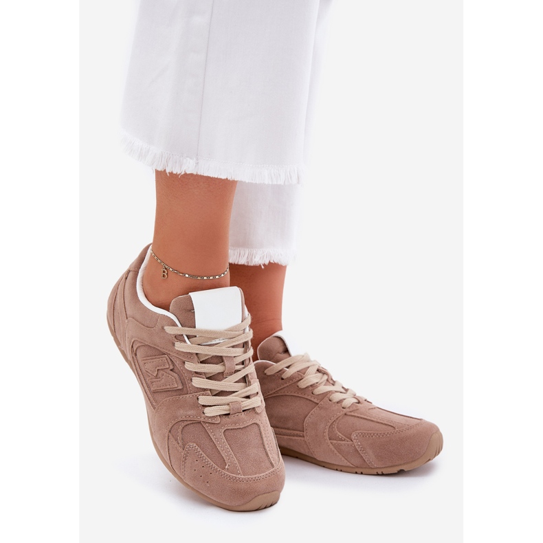 Sapatos esportivos femininos com Eco Suede Dark Beige bege 1