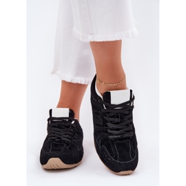 Sapatos esportivos femininos com camurça ecológica preta preto 2