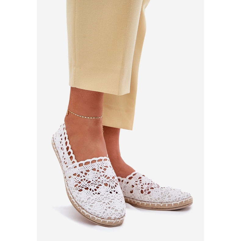 Alpargelas brancas de renda feminina branco 1