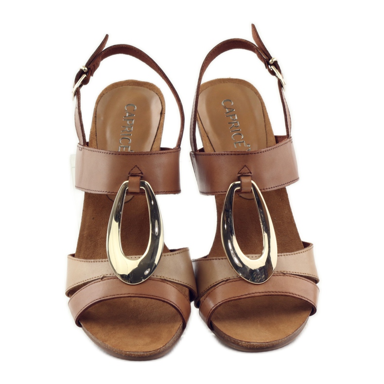 Sandálias Caprice sapatos femininos com decoração 28307 marrom amarelo 4