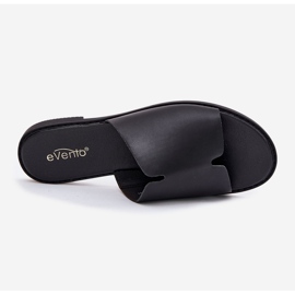 EVento Chinelos de giro feminino com couro liso de couro preto 2