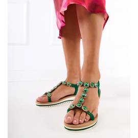Sandálias verdes decoradas com zircões 2 Sandálias verdes decoradas com zircões 2
