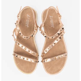 Sandálias femininas douradas com pregos dourado 1