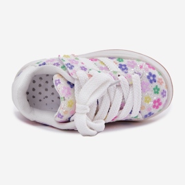 Sapatos esportivos de meninas brilhantes com flores brancas branco 2 Sapatos esportivos de meninas brilhantes com flores brancas branco 2