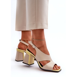 S.Barski Sandálias femininas de salto alto bege D&amp;A MR38-153 3