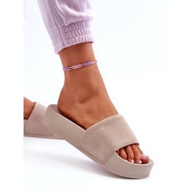 Slides femininos de camurça na plataforma Big Star NN274A671 bege 3