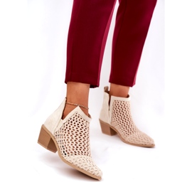 OpenWork Women's High Heels com recortes e tranças bege brilhantes 2