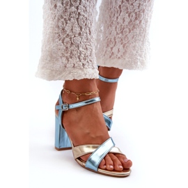 Seastar Sandálias de salto alto em couro ecológico azul e dourado Abilica 3