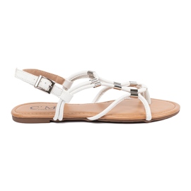 Sandálias brancas de flip -flops com decorações branco 2