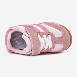 Tênis infantis sapatos esportivos com velcro rosa 2