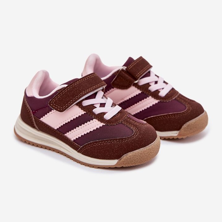 Tênis infantis sapatos esportivos para velcro marrom 1
