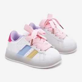 Sneakers Sneakers Sports com uma sola de rosa branca brilhante branco 1