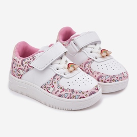 Tênis infantis sapatos esportivos rosa unicórnios branco 1