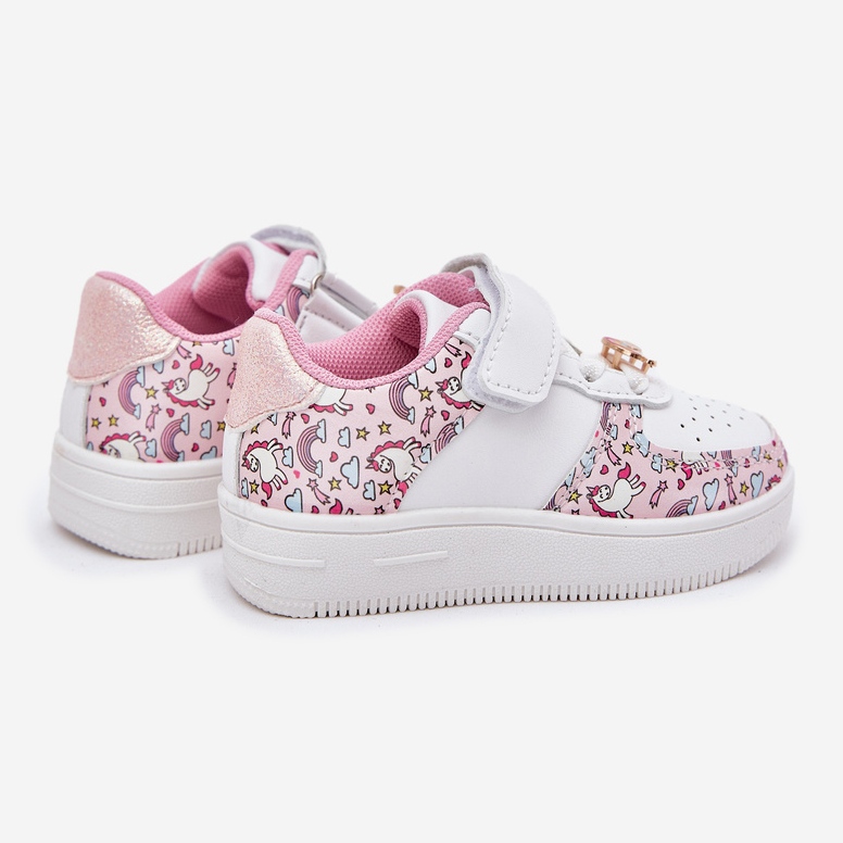 Tênis infantis sapatos esportivos rosa unicórnios branco 2