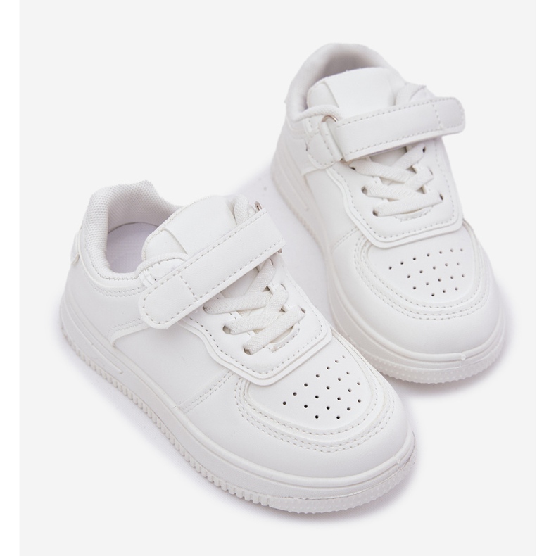 Sapatos esportivos infantis com eco de couro branco 2