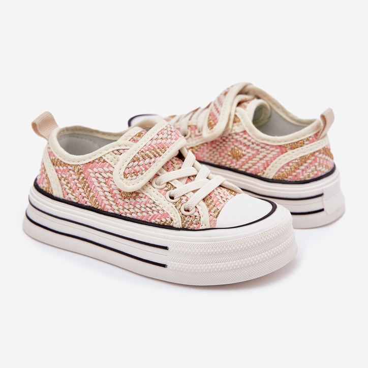 Tênis de velcro rosa das meninas 2
