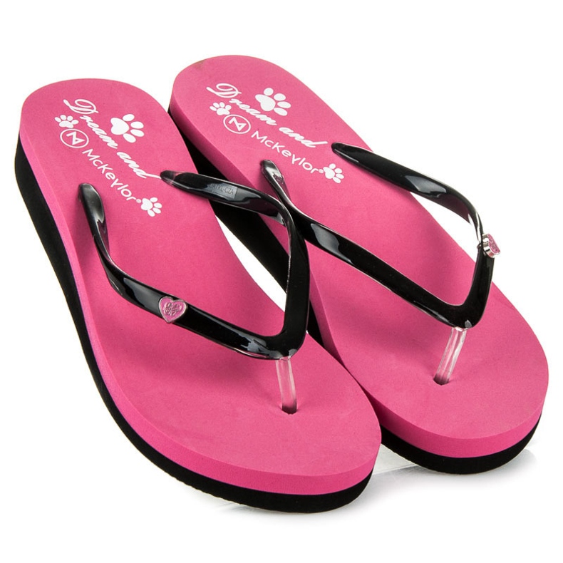 Mckeylor chinelos de cunha rosa 2
