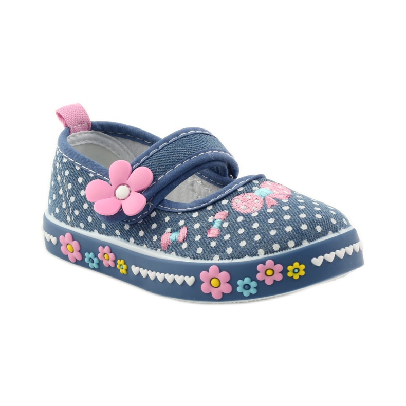 American Club Tênis com palmilha de couro americano de bolinhas rosa azul branco 1