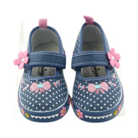 American Club Tênis com palmilha de couro americano de bolinhas rosa azul branco 4