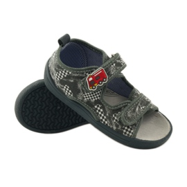 American Club Sandálias palmilha de couro americano cinza branco 3