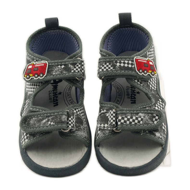 American Club Sandálias palmilha de couro americano cinza branco 4