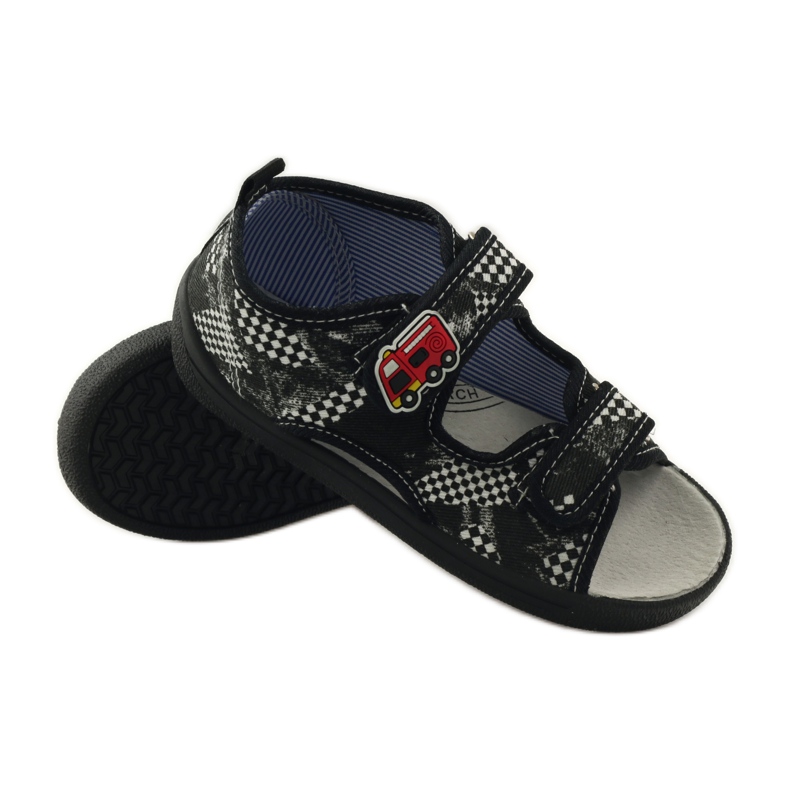 American Club Sandálias palmilha de couro americano branco preto 3