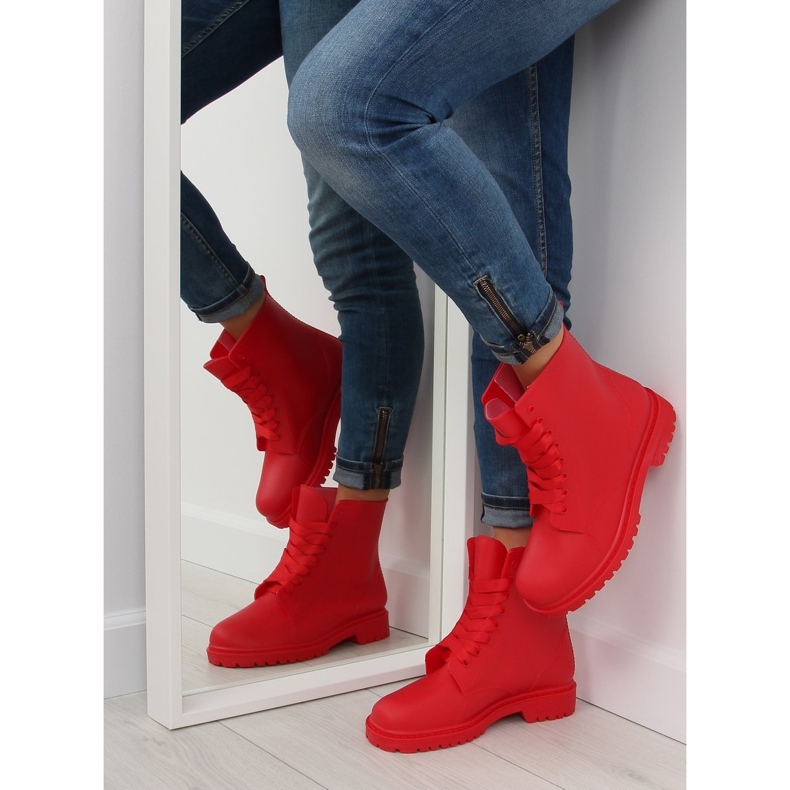 Botas de renda vermelha galochas D56P vermelho 1 Botas de renda vermelha galochas D56P vermelho 1