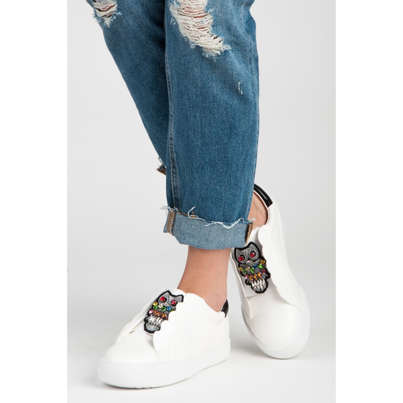 Vices Tênis slip-on com corujas branco 2