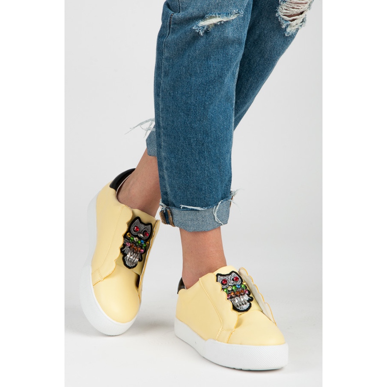 Vices Tênis slip-on com corujas amarelo 2 Vices Tênis slip-on com corujas amarelo 2