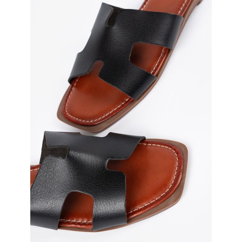 Sergio Leone Chinelos pretos com um dedo do pé quadrado 1 Sergio Leone Chinelos pretos com um dedo do pé quadrado 1