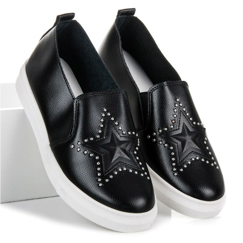 Slipons pretos com uma estrela 2 Slipons pretos com uma estrela 2