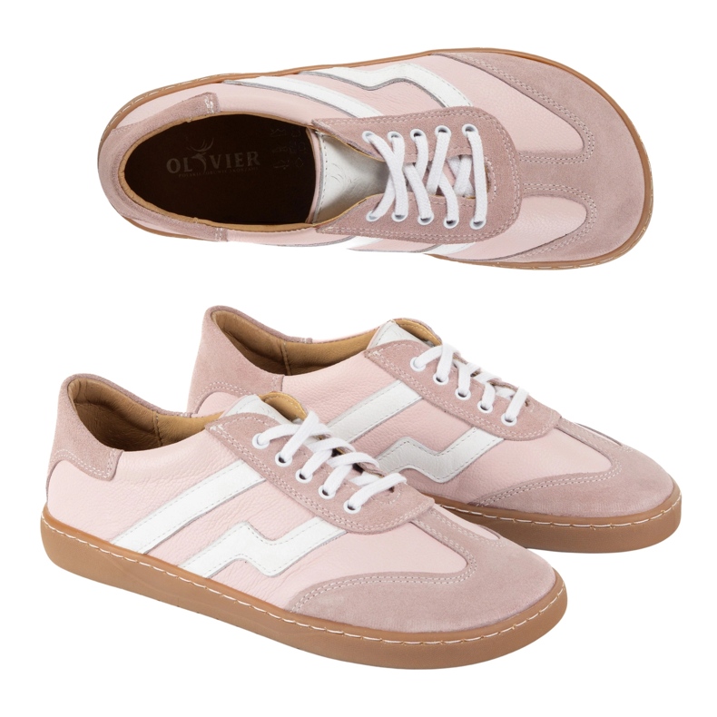 Sapatos de couro femininos descalços Olivier Eliza Pink rosa 2