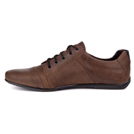 Sapatos de couro masculinos Polbut C34P Casual marrom perfurado 1
